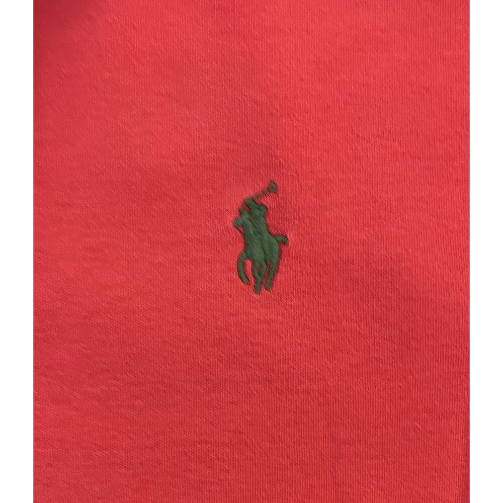 Polo Ralph Lauren Men's XL Salmon Pink Polo Shirt Green Pony Cotton Short Sleeve - Picture 4 of 6